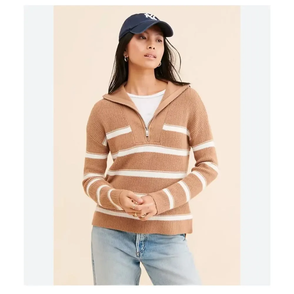 Laundry by Shelli Segal Stripe V Neck Knit Sweater Size Medium